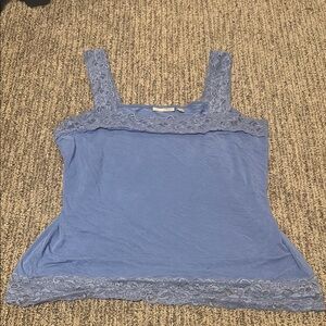 Blue Lace Trim Women's Tank Top Large